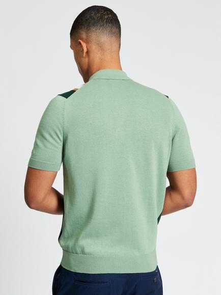 Ben Sherman Cotton Vertical Stripe Polo Shirt, Sage/Multi - view 2, Sage/Multi
