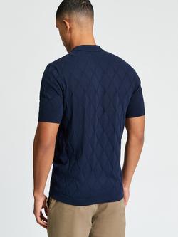 Ben Sherman Cotton Texture Sport Polo Top, Dark Navy - view 2, Dark Navy