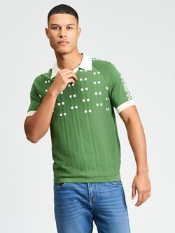 Ben Sherman Cotton Regular Fit Short Sleeve Jacquard Polo Shirt, Fraser Green, Fraser Green