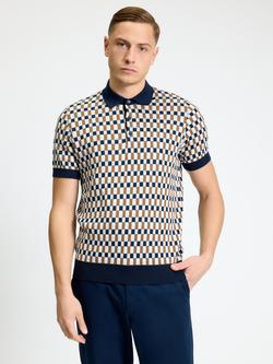 Ben Sherman Cotton Regular Fit Short Sleeve Knitted Polo Shirt, Multi, Multi