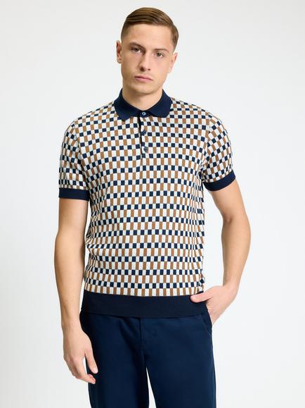 Ben Sherman Cotton Regular Fit Short Sleeve Knitted Polo Shirt, Multi, Multi
