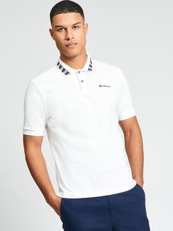 Ben Sherman Collar Interest Cotton Polo Shirt, Snow White, Snow White