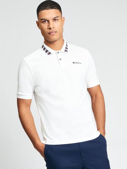 Ben Sherman Collar Interest Cotton Polo Shirt, Snow White, Snow White