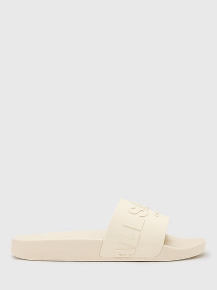 AllSaints Biggy Logo Slider Sandals, Chalk White