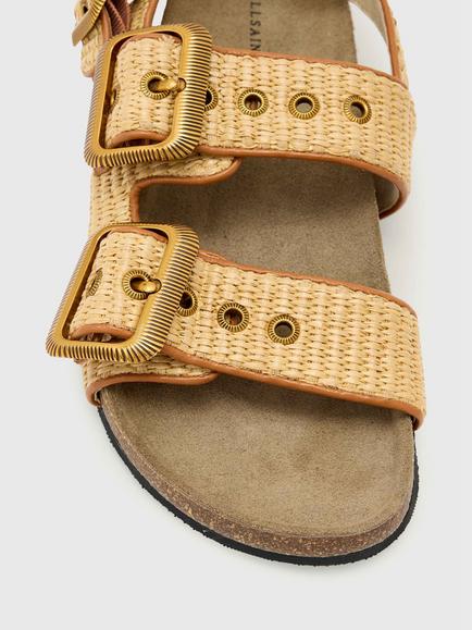 AllSaints Staffa Raffia Buckle Sandals - view 2, Brown