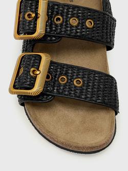 AllSaints Staffa Raffia Buckle Sandals - view 2, Black