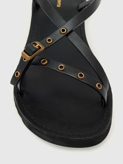 AllSaints Tyla Eyelet Leather Buckle Strappy Sandals - view 2, Black