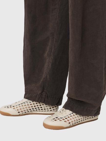 AllSaints Kenny Woven Leather Trainers, Off White - view 2, Off White
