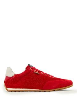 AllSaints Liam Suede Lace Up Trainers, Bright Red, Bright Red