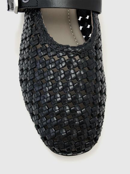 AllSaints Sabine Woven Leather Ballerina Pumps - view 2, Black