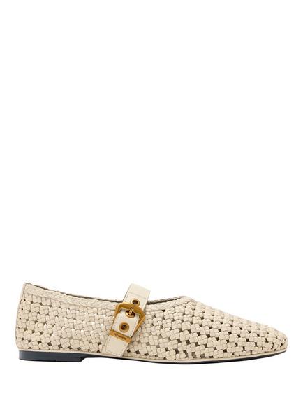 AllSaints Sabine Woven Leather Ballerina Pumps, Off White