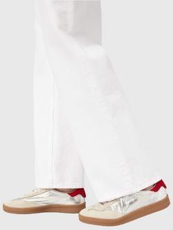 AllSaints Thelma Metallic Leather Low Top Trainers, Silver/Red - view 2, Silver/Red