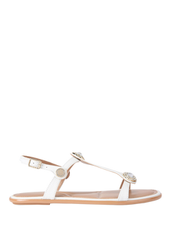 Carvela Amalia Wide Fit Leather Embellished Slingback Footbed Sandals, White, White
