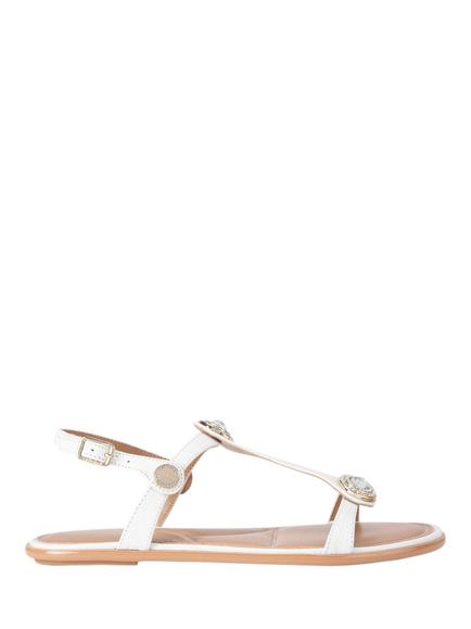 Carvela Amalia Wide Fit Leather Embellished Slingback Footbed Sandals, White, White