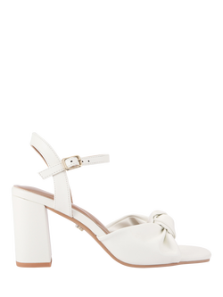 Carvela Selene Bow Detail Block Heel Sandals, Putty, Putty