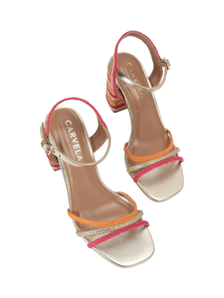 Carvela Soprano Braided Block Heel Sandals, Multi - view 2, Multi