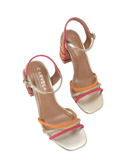 Carvela Soprano Braided Block Heel Sandals, Multi - view 2, Multi