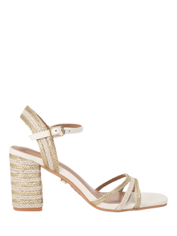 Carvela Soprano Braided Block Heel Sandals, Gold/Neutral, Gold/Neutral
