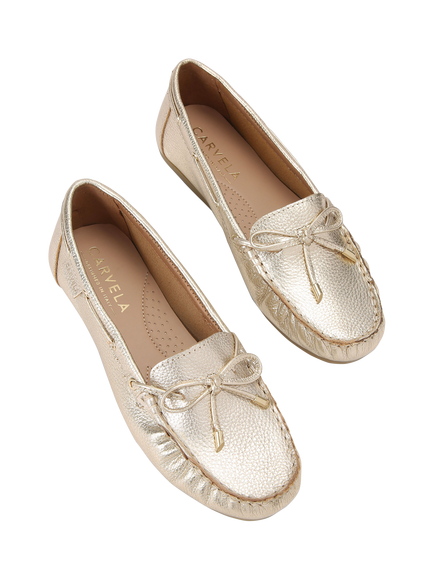 Geox Barca Leather Loafers - view 2, Gold