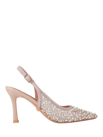 Carvela Corletta Embellished Pointed Slingback Heeled Courts, Blush, Blush