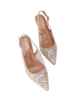 Carvela Corletta Embellished Pointed Slingback Heeled Courts, Blush - view 2, Blush