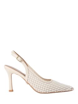 Carvela Corletta Embellished Pointed Slingback Heeled Courts, Beige, Beige