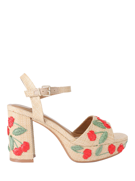 KG Kurt Geiger Fleur Embroidered Platform Heel Sandals, Multi, Multi