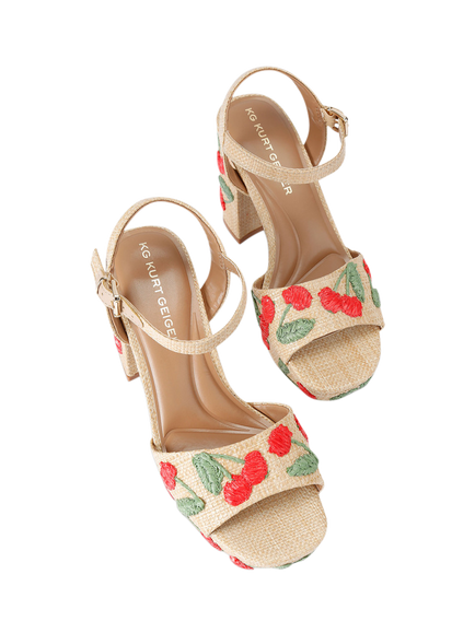 KG Kurt Geiger Fleur Embroidered Platform Heel Sandals, Multi - view 2, Multi