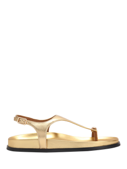KG Kurt Geiger Rira Leather Strappy Sandals, Gold, Gold