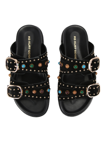 KG Kurt Geiger Rosabella Embellished Slider Sandals, Black Multi Black - view 2, Black Multi Black