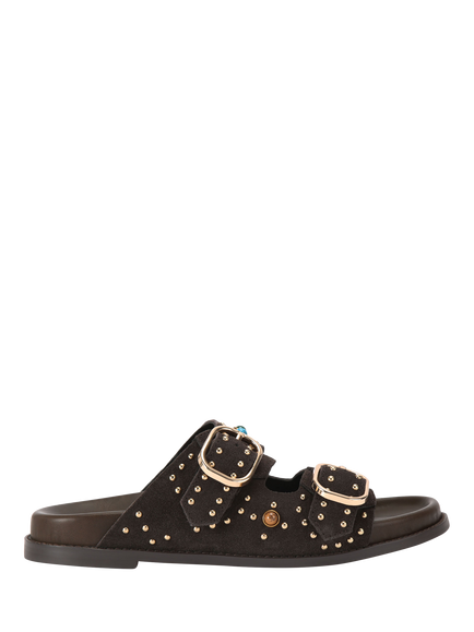 KG Kurt Geiger Rosabella Embellished Slider Sandals, Brown/Multi, Brown/Multi