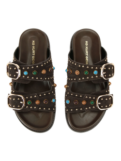 KG Kurt Geiger Rosabella Embellished Slider Sandals, Brown/Multi - view 2, Brown/Multi