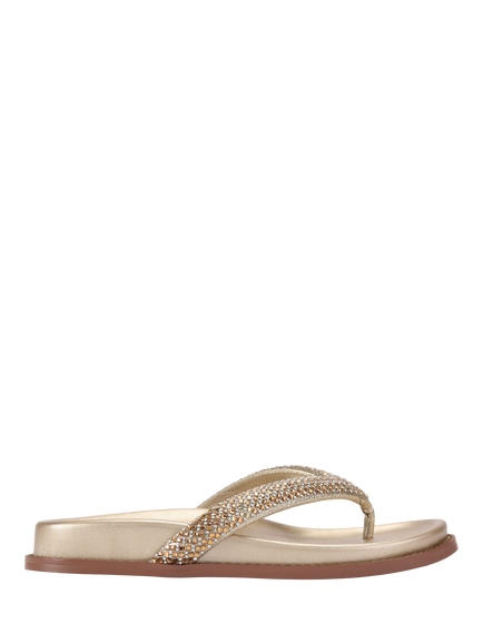 KG Kurt Geiger Ryn Embellished Flip Flops, Gold, Gold