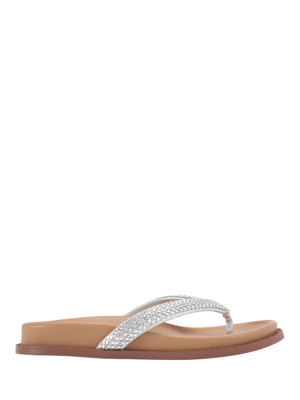 KG Kurt Geiger Ryn Embellished Flip Flops, Silver, Silver