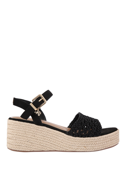 KG Kurt Geiger Rhoda Woven Flatform Heel Sandals, Black