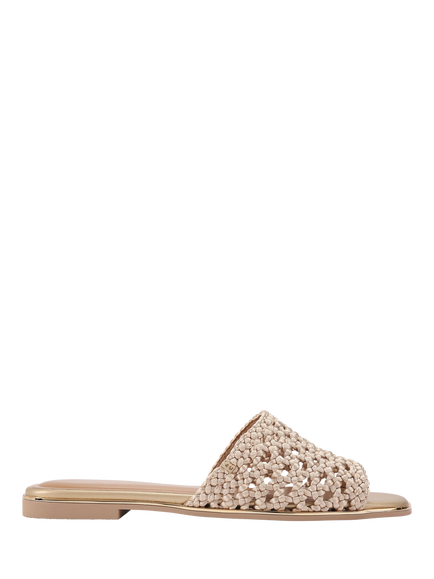 KG Kurt Geiger Rhoda Woven Mule Sandals, Gold, Gold