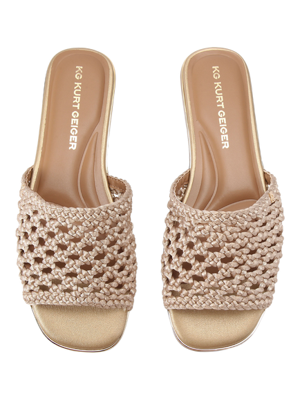 KG Kurt Geiger Rhoda Woven Mule Sandals, Gold - view 2, Gold