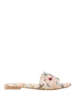 KG Kurt Geiger Rosetta Embroidered Slider Sandals, Multi/White, Multi/White