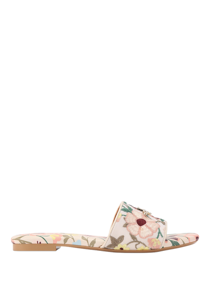 KG Kurt Geiger Rosetta Embroidered Slider Sandals, Multi/White, Multi/White