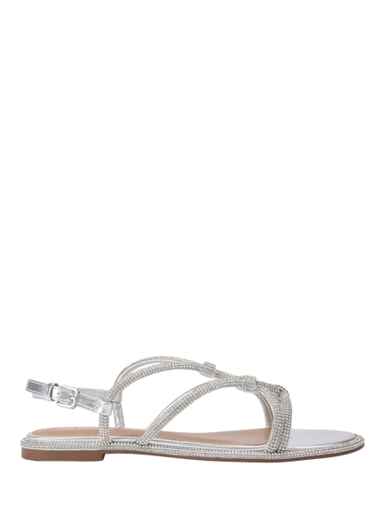 KG Kurt Geiger Roonie Embellished Strappy Sandals, Silver