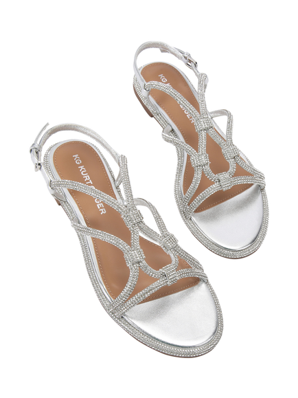 KG Kurt Geiger Roonie Embellished Strappy Sandals - view 2, Silver
