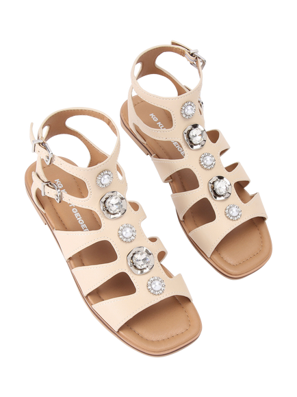 KG Kurt Geiger Roa Embellished Gladiator Sandals, Putty - view 2, Putty