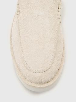 AllSaints Slix Suede Leather Loafers - view 2, Chalk White