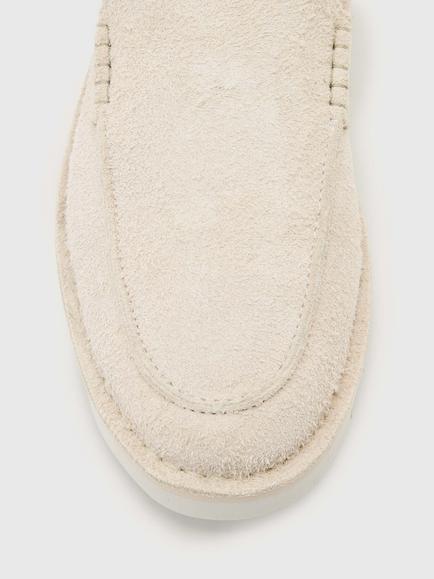 AllSaints Slix Suede Leather Loafers - view 2, Chalk White
