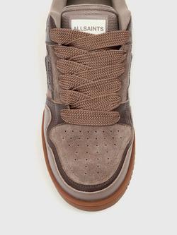 AllSaints Regan Plus Low Top Leather Trainers - view 2, Karoo Brown