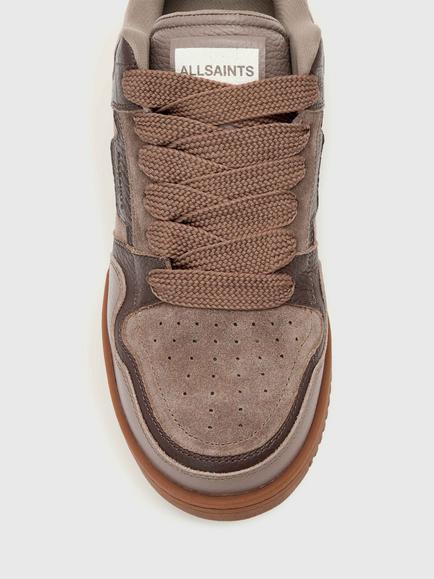 AllSaints Regan Plus Low Top Leather Trainers - view 2, Karoo Brown