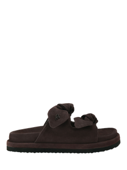 KG Kurt Geiger Reva Suede Bow Detail Footbed Sandals, Brown