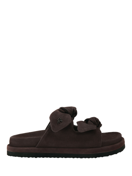 KG Kurt Geiger Reva Suede Bow Detail Footbed Sandals, Brown
