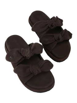 KG Kurt Geiger Reva Suede Bow Detail Footbed Sandals - view 2, Brown