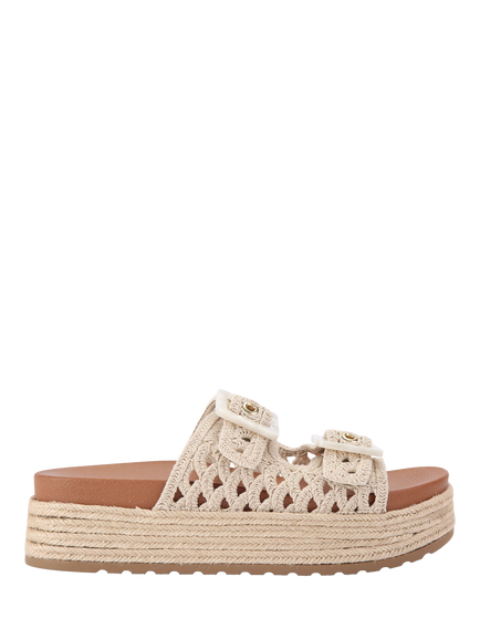 KG Kurt Geiger Madel Braided Footbed Sandals, Neutral/Multi